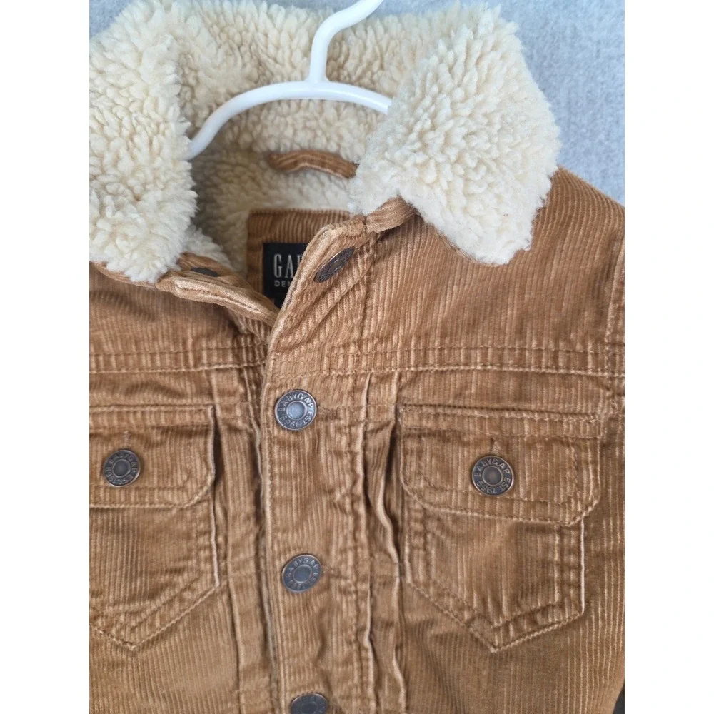 Baby Gap Denim Sherpa Lined Corduroy Trucker Jacket 12-18 Months Grunge Brown‎
